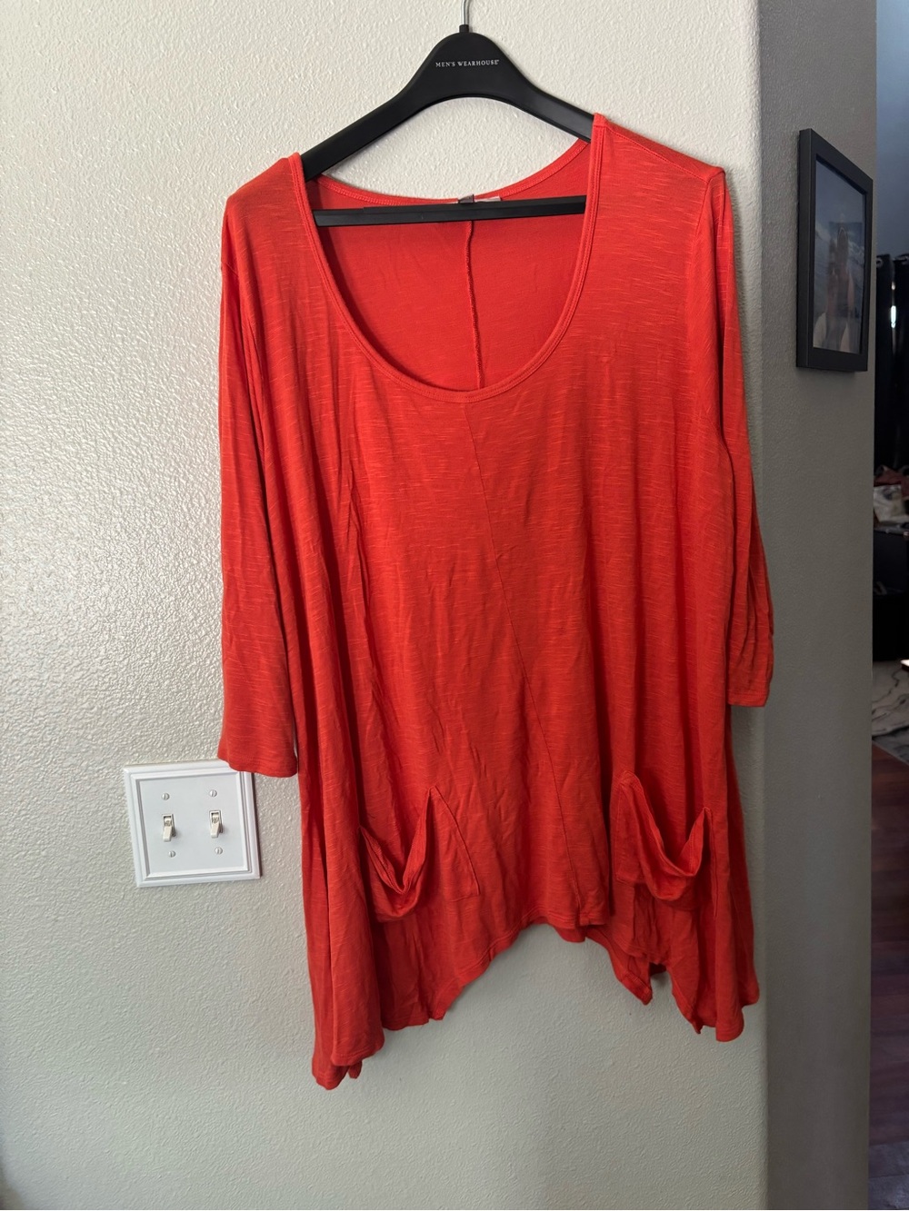 Philosophy Scoop Neck Tunic Top - Coral Red